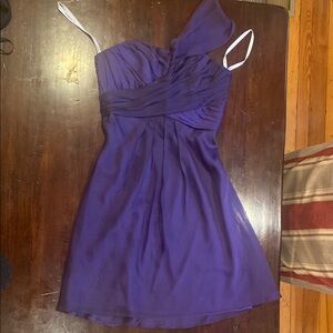David's Bridal Purple Ruched One-Shoulder Cocktail Dress
